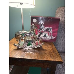 Original Box WALLACE Silversmiths ROCKING HORSE 6 1/4"h Holiday Music Box